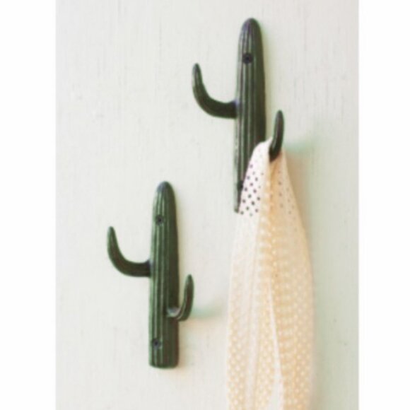 🛍 2 for $25! 🛍 Two (x2) Cast Iron Cactus Wall Hooks - Picture 1 of 7